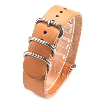 

18mm/20mm22mm Khaki Genuine Leather Watchband Stainless Steel Pin Buckle Light Brown For Business Band Strap