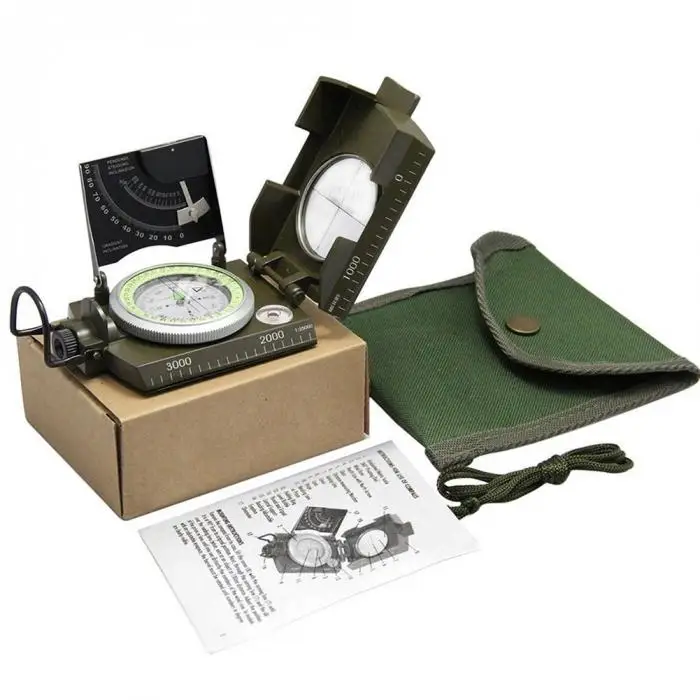 Profissional ao ar Avistamento de Metal Bússola Livre Luminosa Clinometer Campismo Ed-shipping 9 Bússola profissional ao ar livre avistamento de