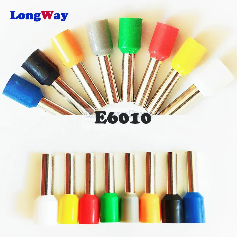 

E6010 Insulating Crimp Terminal Connector 100PCS/Bag Tube Insulated cord end terminals 6.0mm2 Cable Connector wire terminals