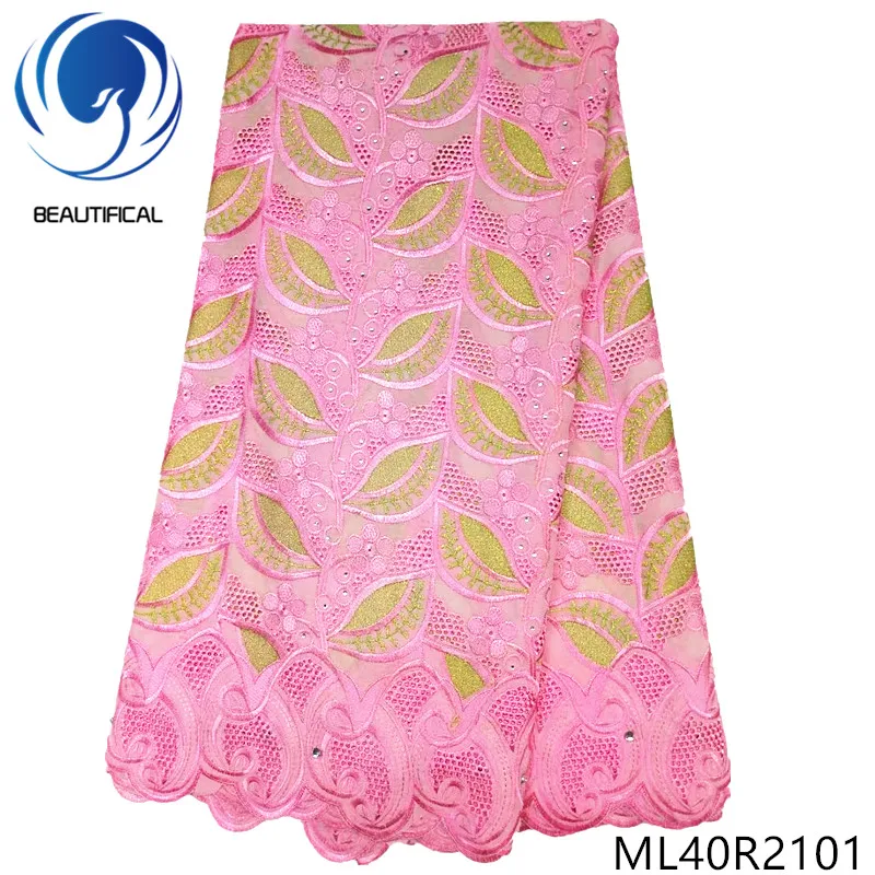 

BEAUTIFICAL Nigerian lace fabrics Fashion embroidery swiss voile lace fabric for wedding cotton swiss lace 5yards/lot ML40R21