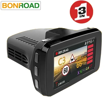 

BONROAD Car DVR Combo device 3 in 1: DVR radar detector and GPS informer GPS receiver Full HD 1080P base station radar Detection