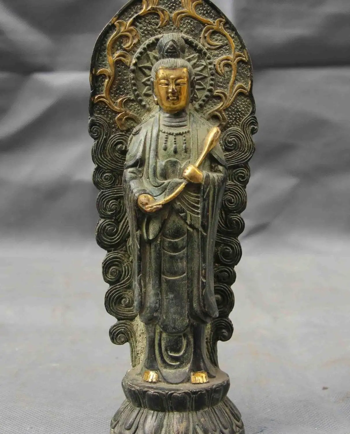 

8 Chinese fane Copper Bronze Gild Guan Yin Kwan-yin Boddhisattva Goddess Statue