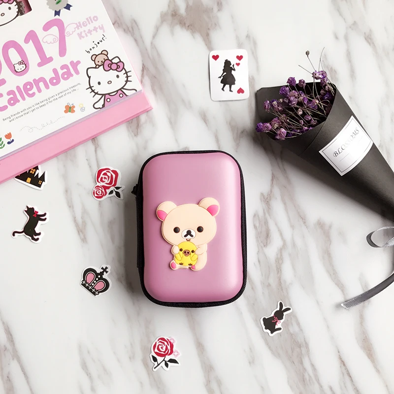 RACAHOO Mini Cartoon Earphone Storage Bag Case For Headphone Key Coin Hard Holder Box Carrying Hard Hold Memory Card Ear Pads12
