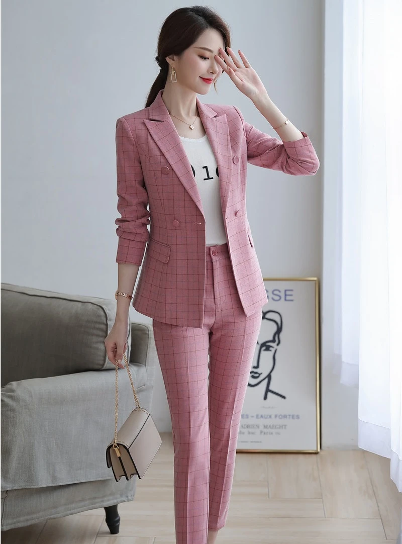 

High Quality Fabric Formal Women Business Suits With Jackets and Pencil Pants Autumnn Winter Ladies Office Work Wear Blazers