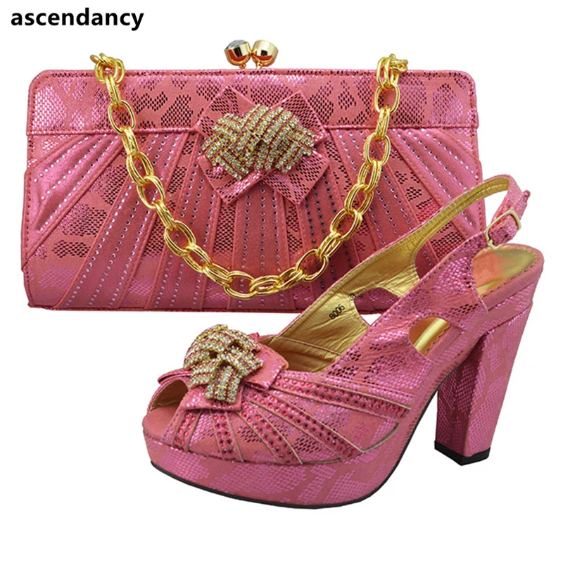 Avec Green Italiennes Dames fuchsia Sacs De Décoré Strass Assorties Chaussures Italien Gold lake Nouveau Couleur Et À Fuchsia Ensemble gwUP478