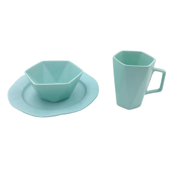 1 набор керамической матовой посуды элегантный фарфоровый набор посуды кружка тарелка для завтрака(1 тарелка+ 1 миска+ 1 кружка - Цвет: Green