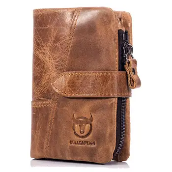 

Bullcaptain Men Vintage Wallet Leather Purse Casual Short Wallet with Coin Bag Multifunction zero handbag Driver's license bag