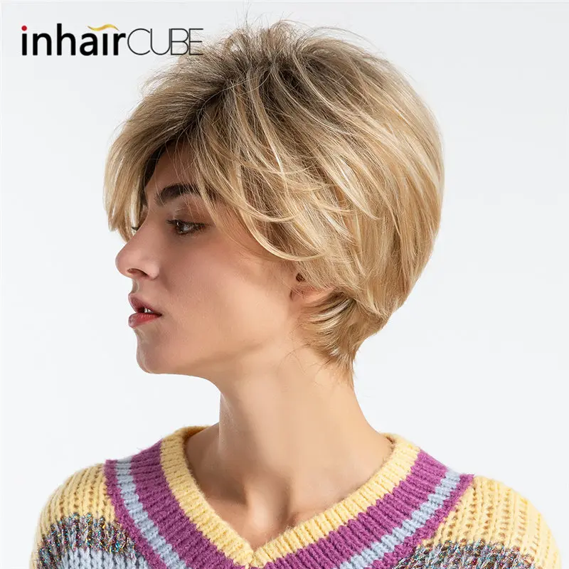 INHAIR CUBE 8 дюймов женские парики Омбре синтетические волосы натуральные пушистые