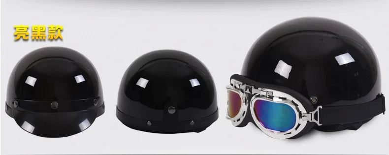 Винтажные мотоциклетные шлемы со звездами и полосками на половину лица, мотоциклетный шлем с очками с открытым лицом, Кепка с черепом, Солнцезащитный мотоциклетный шлем - Цвет: L