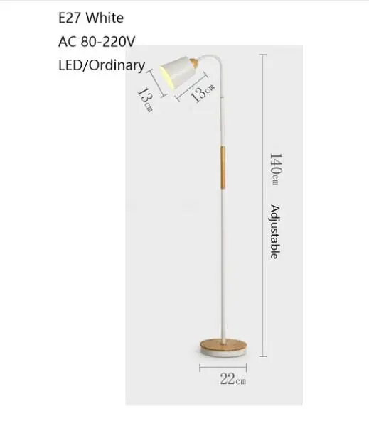 Современный Железный окрашенный деревянный Американский Стиль Торшеры регулируемый свет гостиницы E27 светодиодный AC 110 V 220 V для учебы гостиной кровати комнаты м - Цвет абажура: Белый