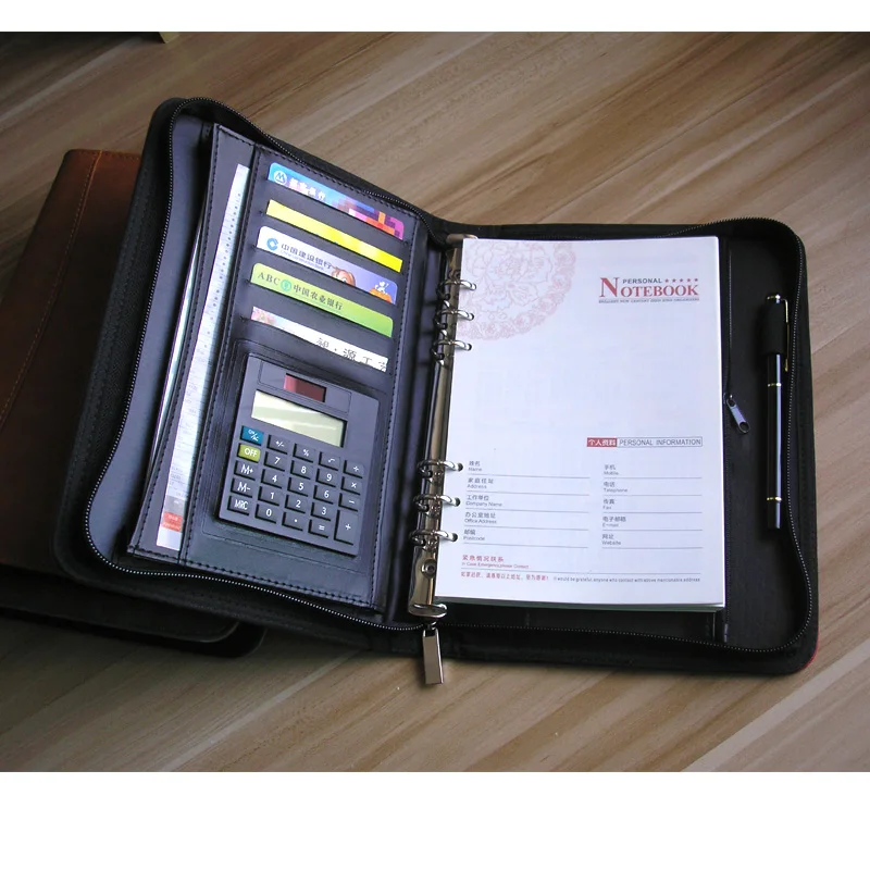 A5 notebook high level faux leather binder zipper weekly planner notebooks travelers notebook