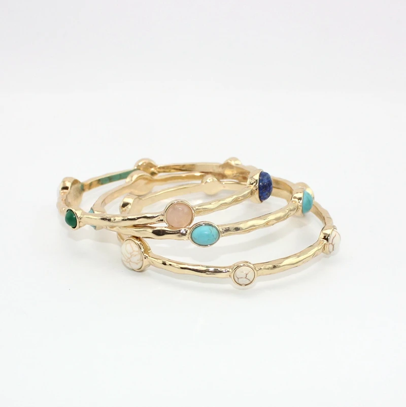 

2016 New 6 Dot Stone Insert Fashion Chunky bangles for women