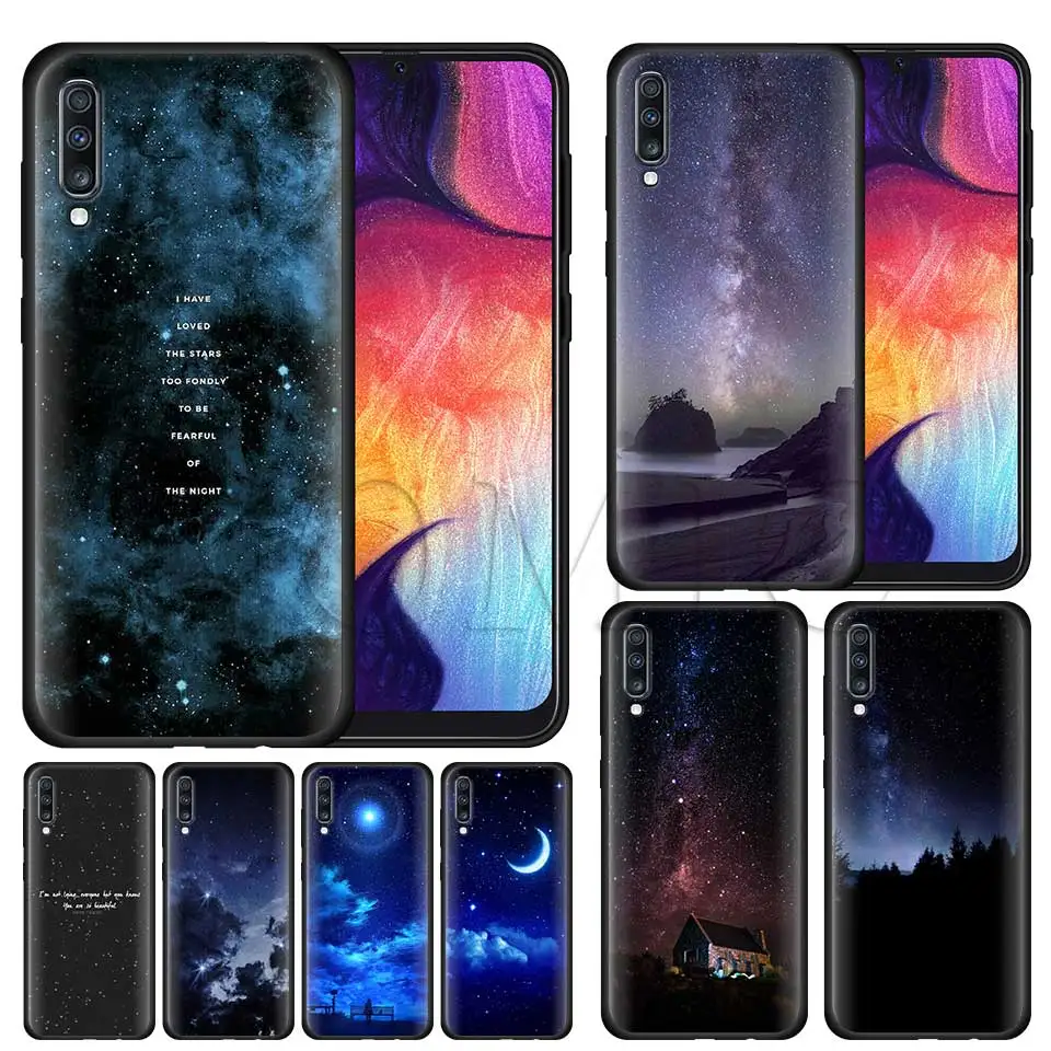 

Move On Space Dark Sky Star Silicone Soft Case for Samsung Galaxy A50 A40 A70 A30 A20 A80 A6 A7 A8 Plus A9 2018 Black Case Coque