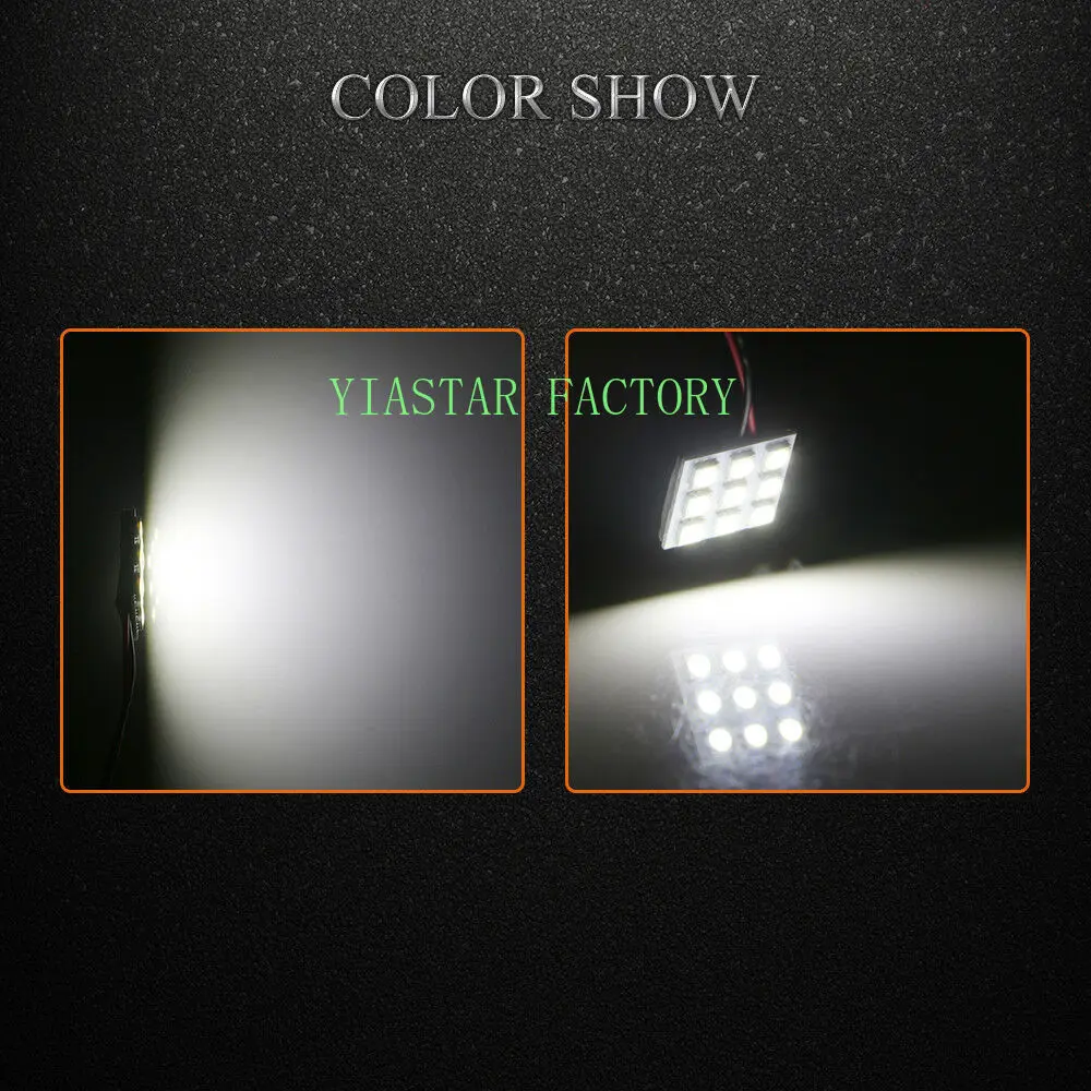 Yiastar 200 шт./лот 5050 9 светодиодная SMD панель светильники с T10+ фестон-адаптер для чтения автомобилей C5W купольные светодиодные фонари для авто Подсветка салона