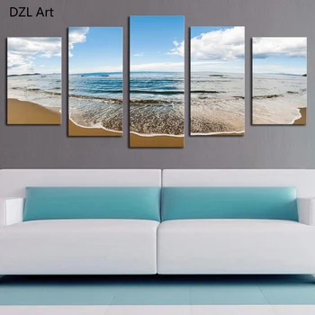 

Unframed 5 Piece The Yellow Sea And setting sun Modern Home Wall Decor Canvas Picture Art HD Print Painting On Canvas Artworks