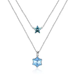 Использует австрийский элемент Crysta Doublel ожерелье Настоящее S925 серебряная звезда снежинка двойное ожерелье женское