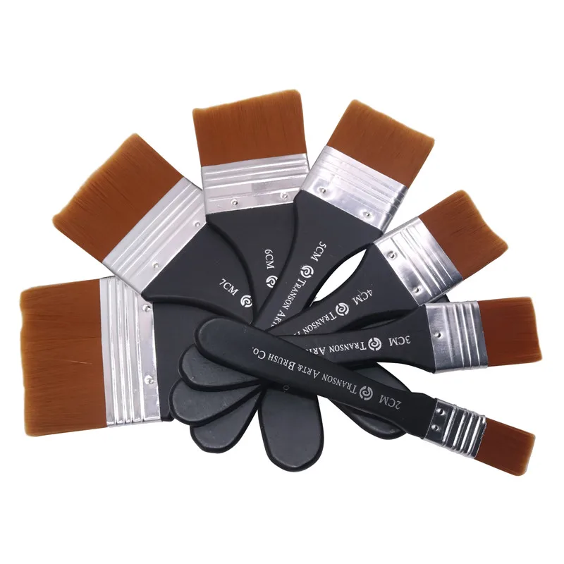 Paint Brushes 1 Pcs Black Handle Metal Ring Wooden Nylon Hair Artist Watercolor Oil Painting Gouache Acrylic Art Supplies