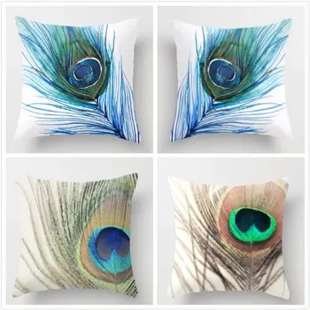 

Peacock Cushions Cover Watercolor Home Decor Linen Cotton Pillow Cover Decorative Throw Pillows Pillowcase