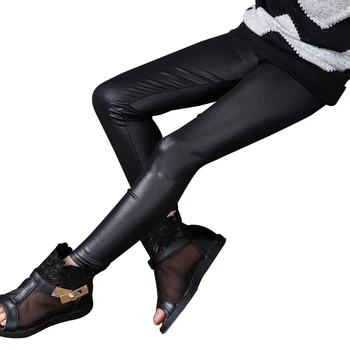 

Baby Girls Stretchy Leggings Trousers Kids PU Leather Pants 3-12Y