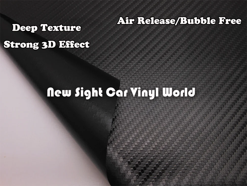 Сильный 3D эффект! Черная 3D виниловая пленка с глубокой текстурой из углеродного волокна для автомобильных стикеров, FedEx слива воздуха