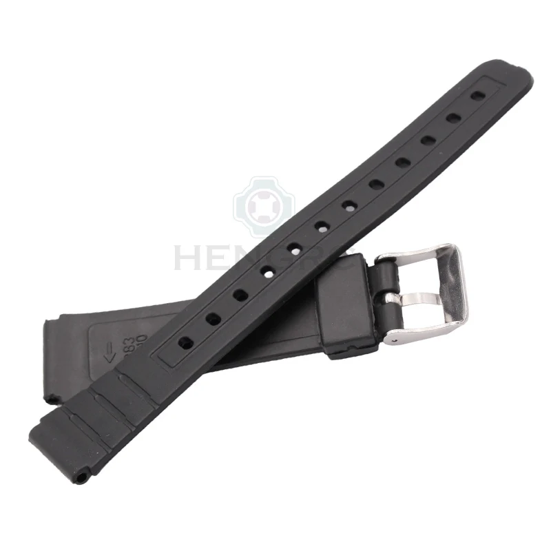 Silicone Sport Diving Watch Strap - Black Rubber Band with Buckle, 16-20mm