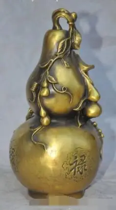 

S0739 10"china fengshui bronze wealth coin Golden Toad spittor statue Gourd Calabash