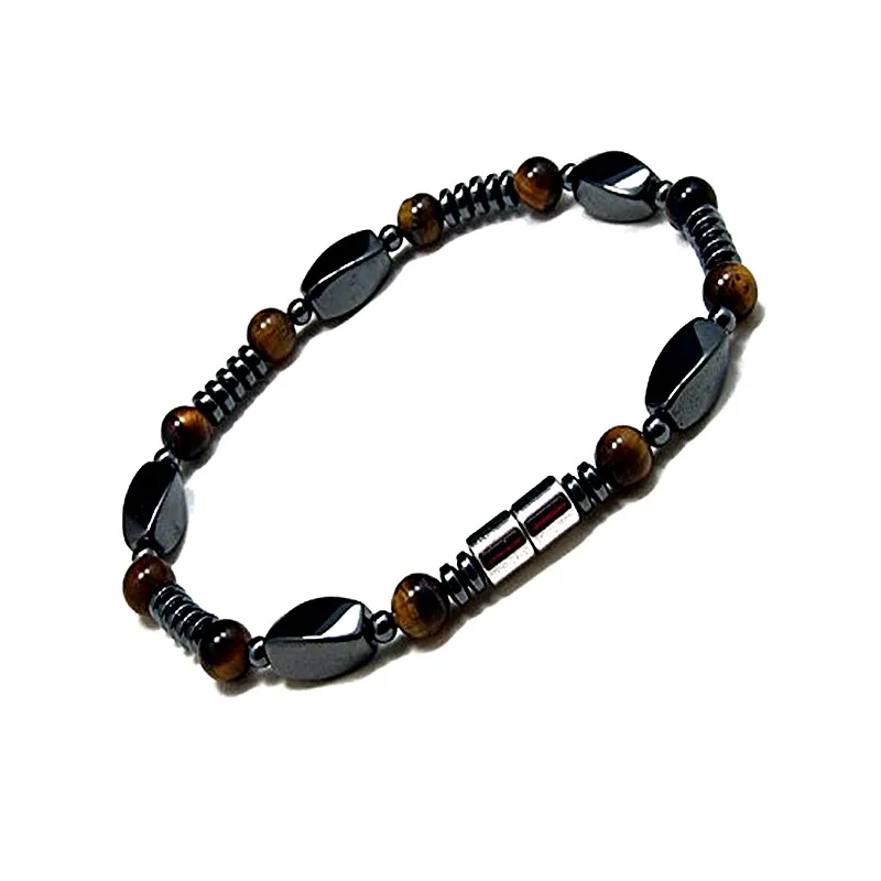 Men's Magnetic Hematite Tiger's Eye Bead Necklace 20 inches - Image 3