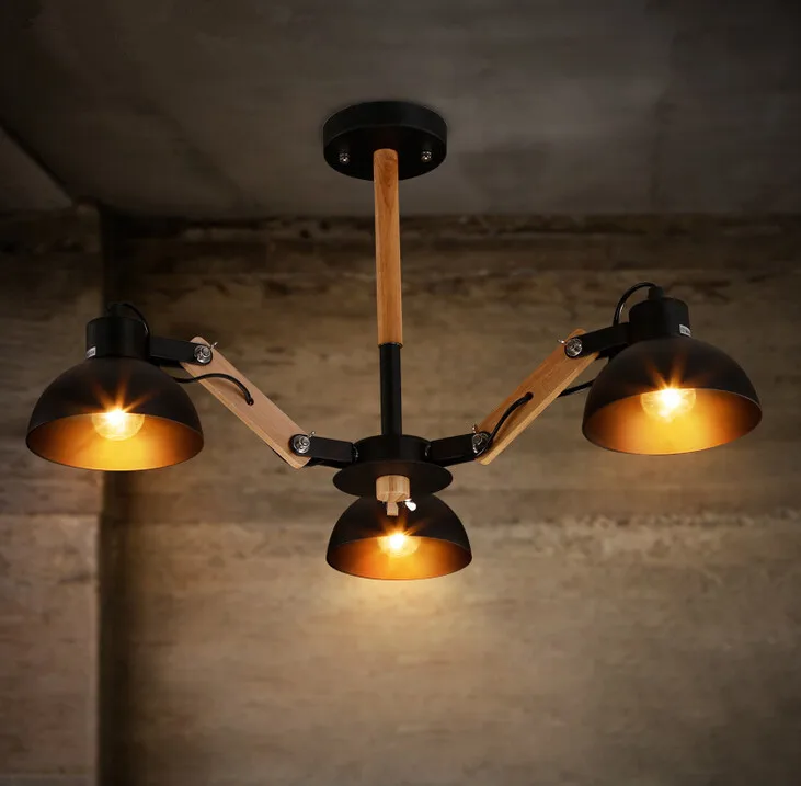 

American Village Living Room Restaurant Bedroom LED Ceiling Lamp North European Wood Bar Cafe Art Home Deco Ceiling Lights