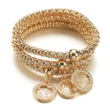 Мода, креативная Личность Сплав Подвеска с деревом жизни браслет Кукуруза цепь трехслойный набор ручной ювелирные изделия Горячая