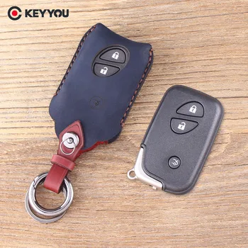 

KEYYOU Key Case Fob 3 Buttons Key Bag For Lexus IS250 ES350 GS350 LS460 Keychain Leather Car Key Cover Key Shell