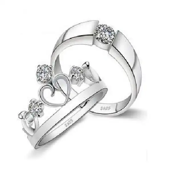 Gnzoe One Pair Fashion Jewelry Men Women Rings Gold Plated Heart Stainless Steel Silver Gold