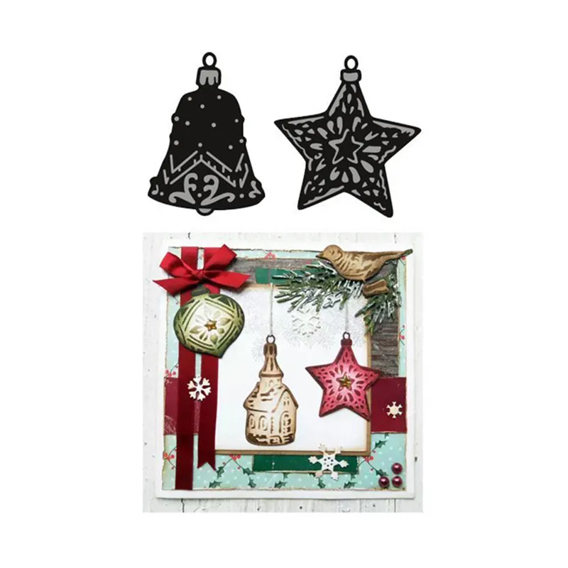 

YaMinSanNiO 2 Pcs/lot Metal Cutting Dies Scrapbooking For Card Making DIY Embossing Cuts New Craft Bells and Stars Elements