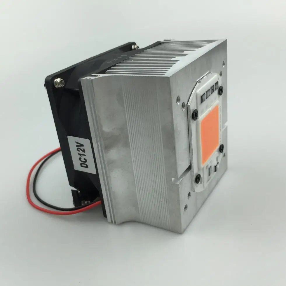 DIY AC 220 В COB светодиодный светильник для выращивания чип полный спектр 380~ 780 нм 20 Вт 30 Вт 50 Вт теплоотвод с охлаждающим вентилятором и объективами