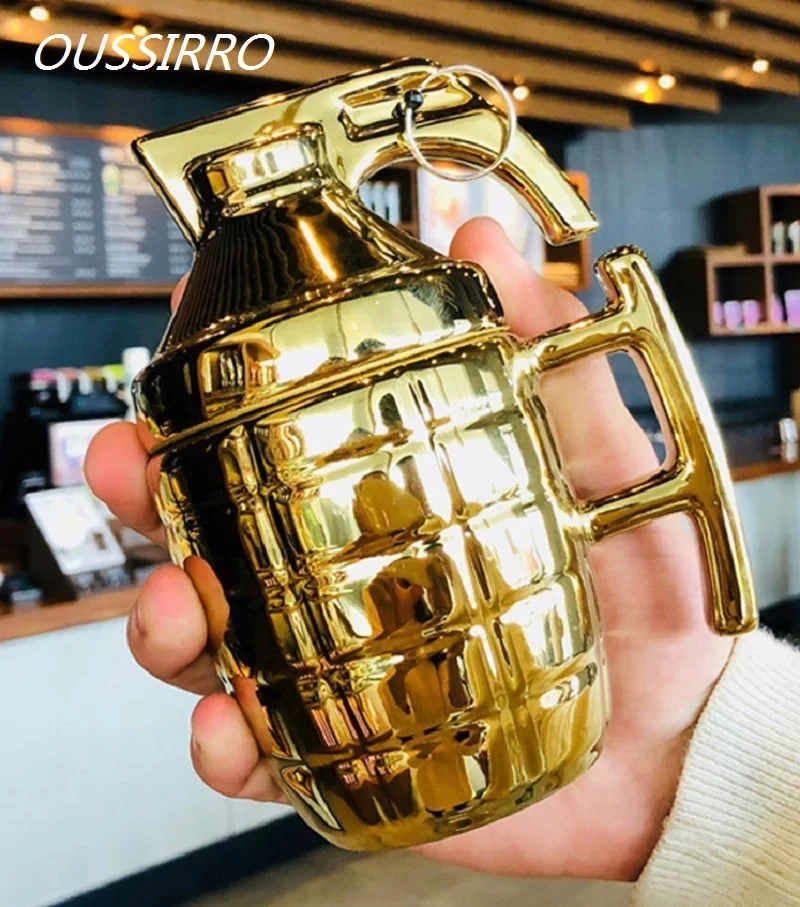 buy Creative Novelty Grenade Mug Funny Designed Personality Military Fan Anti tank Bomb Mug Ceramic Coffee Cup With Spoon Nice Gifts
