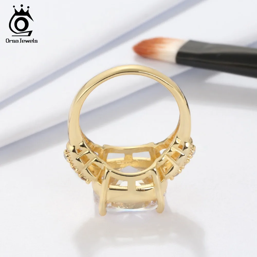 ORSA JEWELS 2019 Luxury Big Size 8 Ct Cushion Cut Cubic Zirconia Women Ring Lead&Nickel Free Silver Color Ring for Ladies OR100