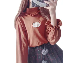 Очень милый осенний женский джемпер с вышитым японским котом и бархатным утеплителем Harajuku kawaii, толстовка с высоким воротником