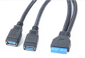 

10pcs PC Computer DIY Motherboard Mainboard 19Pin USB3.0 Female to 2 Port USB 3.0 A Female Data Cable