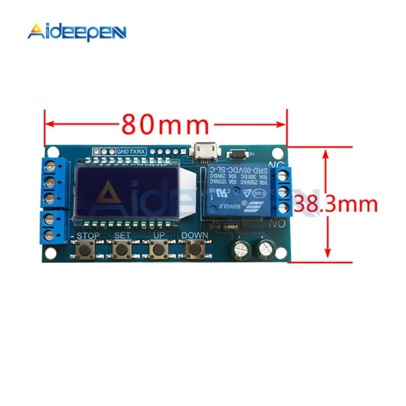 С источником питания от постоянного тока, 6 V-30 V микро USB цифровой ЖК-дисплей Дисплей реле задержки времени модуль Многофункциональный Управление таймер цикл запуска зарядная Модульная плата