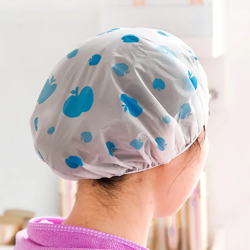 New 1PC Bathroom Accessories Waterproof Shower Cap Elastic Band Hat Bath Cap Cute Cartoon Shower