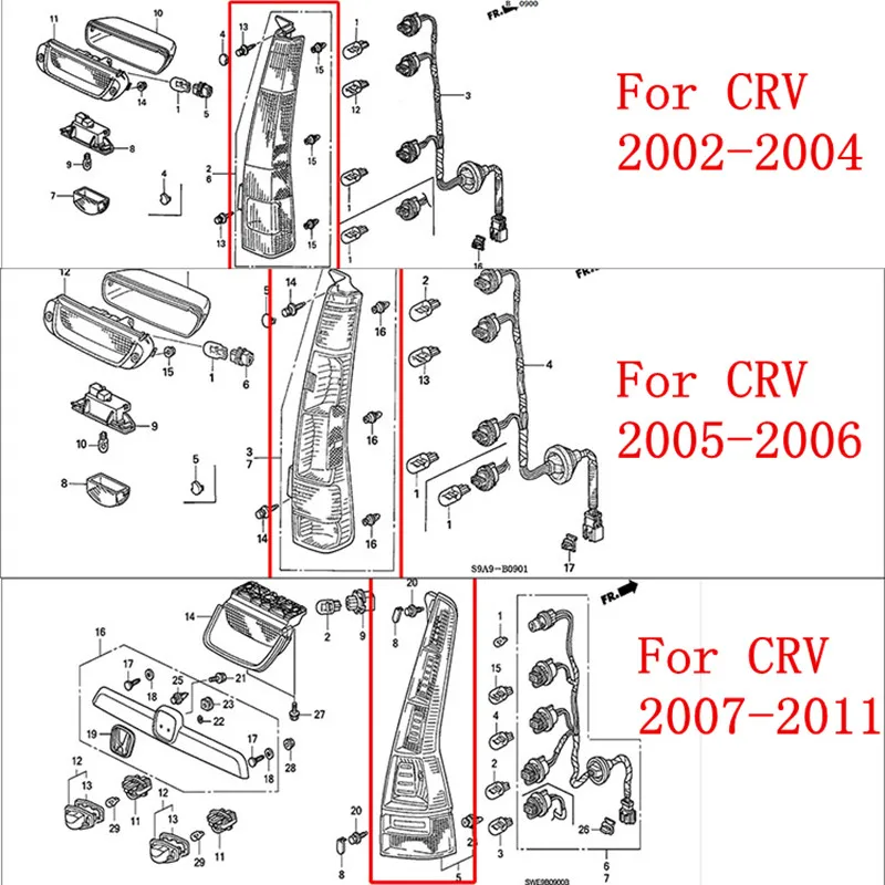 Автомобильный задний стоп светильник сигнал hope задсветильник для HONDA CRV CR V 2002 2003