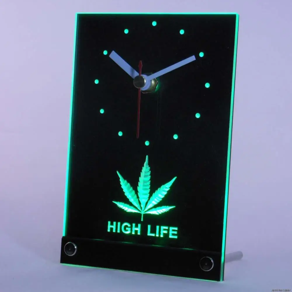 

tnc0192 Hemp Leaf High Life 3D LED Table Desk Clock