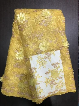 

2019 New style French net lace fabric 3D flower African tulle mesh lace fabric high quality african lace fabric