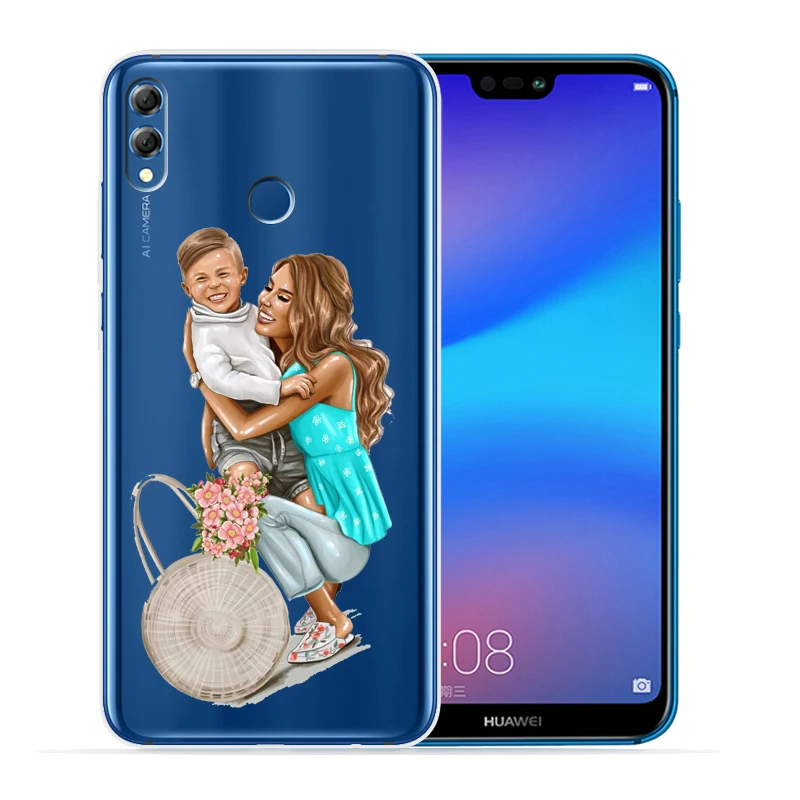 Модный супер мама папа девочка детский чехол для телефона для huawei P30 Lite P30 Pro P20 Lite P8Lite P9Lite P Smart мягкий прозрачный Etui - Цвет: 09