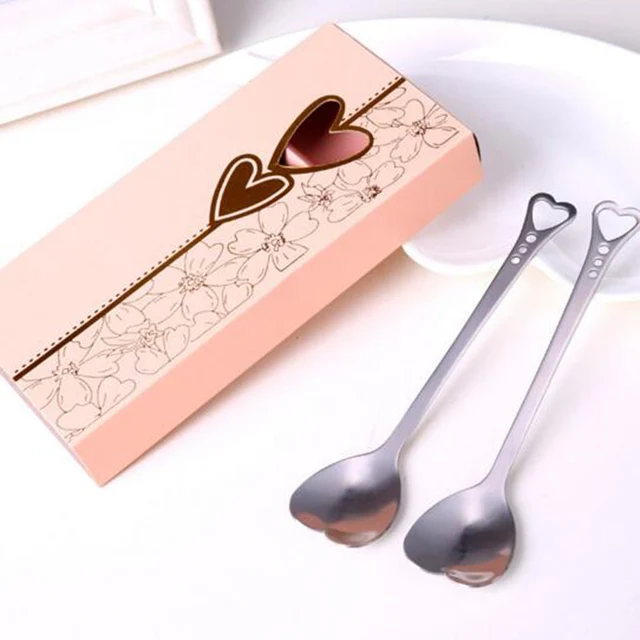 Por Sweet Lovely 1 Pair Love Pattern Tea Coffee Spoon Teaspoon Por Sweet Lovely 1 Pair Love Pattern Tea Coffee Spoon Teaspoon Bridal Wedding Party Favor Lover