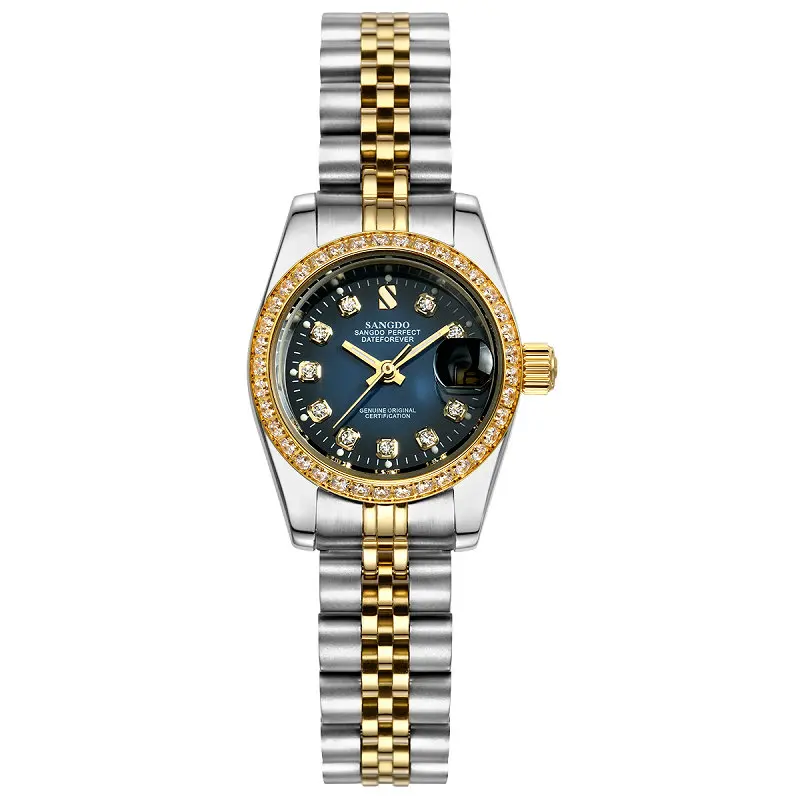 

Luxury SANGDO watch women luminous Stainless steel strap Automatic mechanical gold waterproof calendar watch relogio feminine