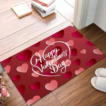 

Family Decor Happy Valentine's Day with Heart Shaped Pattern Door Mat Rug Indoor/Front Door/Shower Bathroom Entrance Mats Rugs D