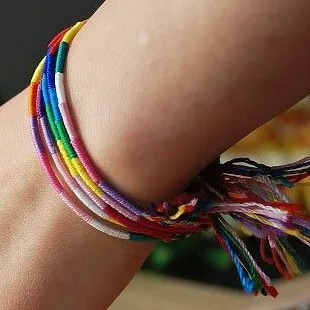 

5 Pieces/set Original Quality Handmade Rainbow Strings Bracelet Candy Colored Silk Threads Weaved Yunan Lijiang Ethnic Jewelry