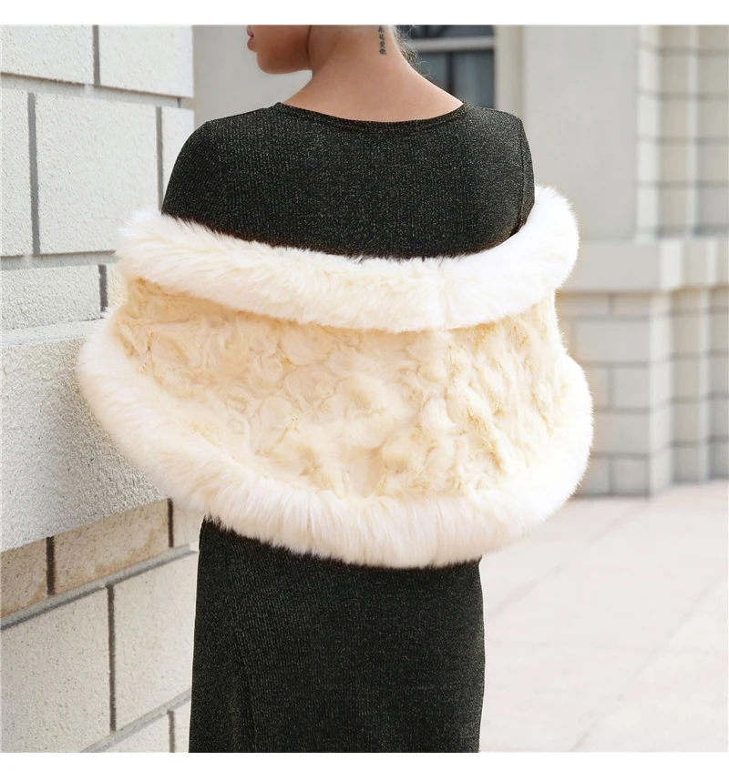 2018 fashion Europe and America party fox fur grass shawl atmosphere elegant noble imitation fur plush shawl (7)