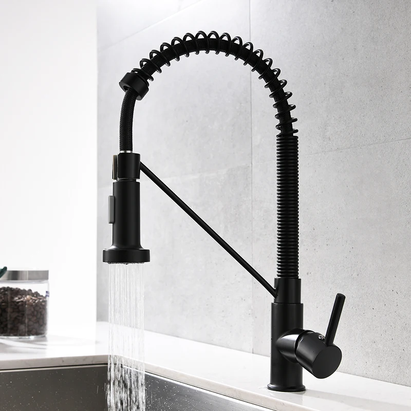 FLG Kitchen Faucet Dual Function Single Handle Pull-Down Sprayhead Black Brushed Nikcle Kitchen Sink Bar Sink Mixer Tap1009-33B