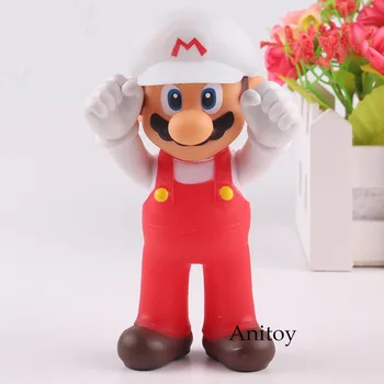 

Super Mario Bros Wii Figure Mario Action Figure in White Hat PVC Party Decoration Toy for Kids Gift 12cm